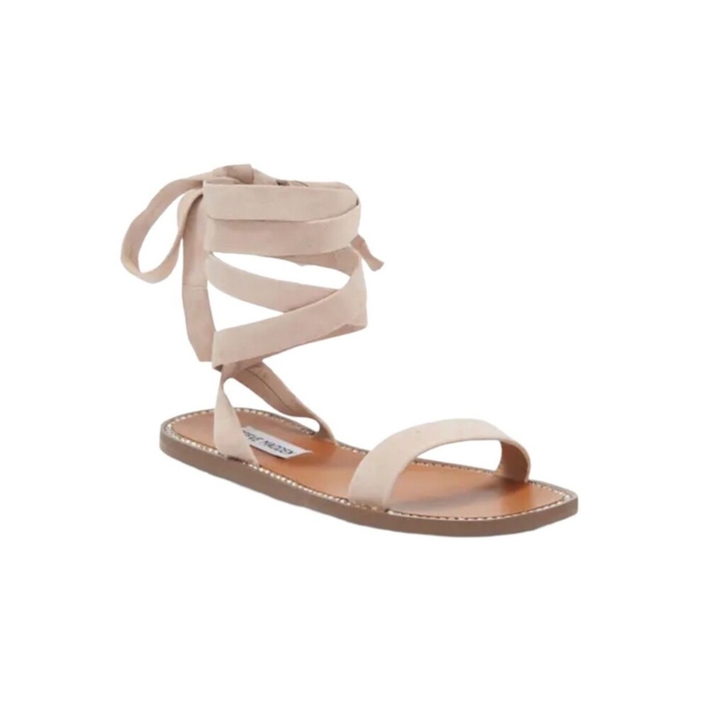 Steve Madden Tan Roza Ankle Tie Flat Sandals Size 10 NWT